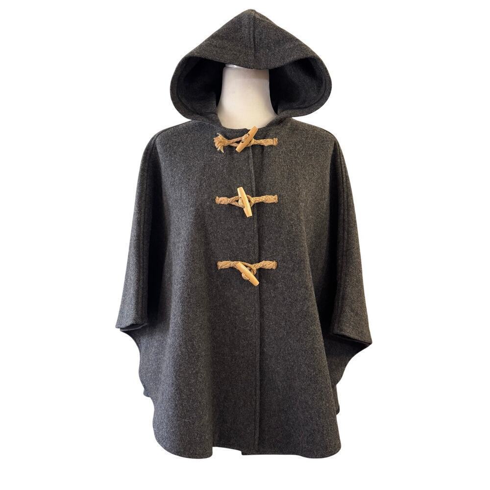 Vintage Fidelity by Gerald & Stewart Wool Toggle Cape Poncho Gray Size OS USA - Picture 1 of 7
